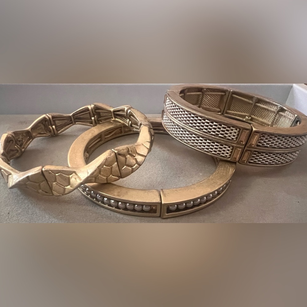 3 lia sophia stretch gold/brass bracelets